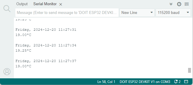 ESP32 DS3231 Ensemble et obtenez le temps et la température