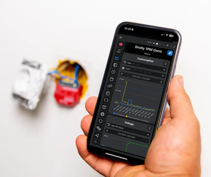Shelly 13 h l'application Android de consommation électrique Gen4