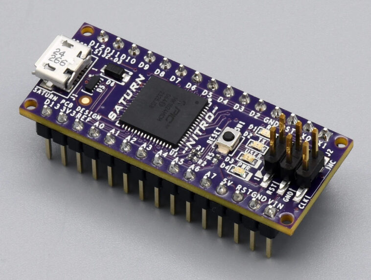 Saturn Nitro - Un tableau de développement Microchip PIC32MK avec un facteur de forme Arduino Nano 1 PIC32MK development board