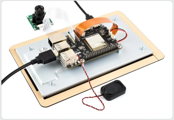 ESP32-P4-Module-Dev-Kit-B avec affichage de 7 pouces, caméra Raspberry Pi, haut-parleurs et câbles