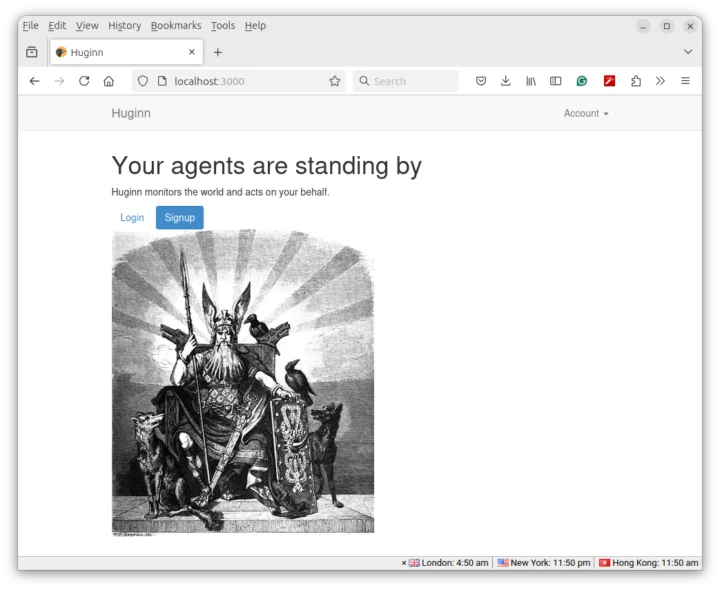 Interface de connexion HUGINN