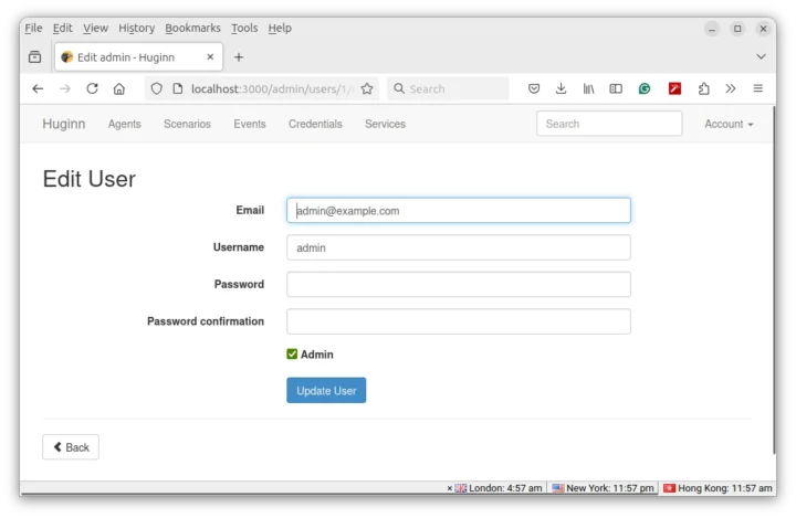 Modifier les informations d'identification de l'utilisateur