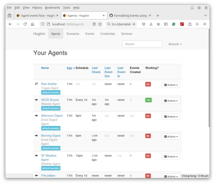 Démo d'agents Huginn