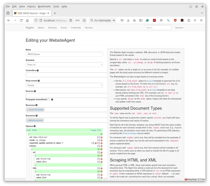 Modifier l'agent Huginn