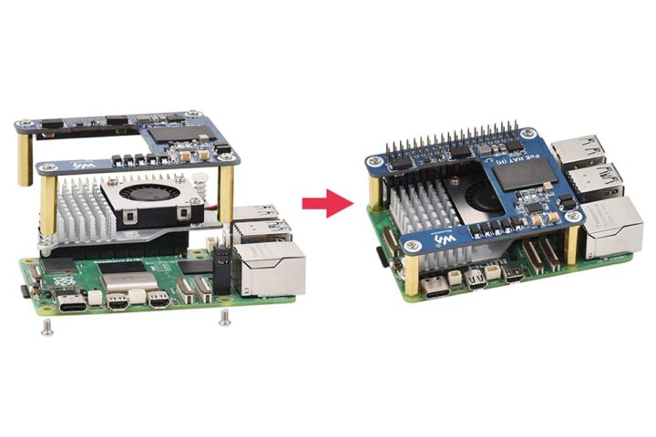 WAVESHARE POE HAT (H) avec Raspberry PI 5 CHARMER ACTIVE OFFICIEL