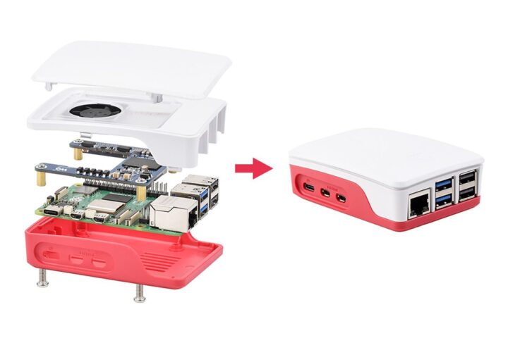Waveshare poe chapeau (h) à l'intérieur de l'étui officiel de framboise PI