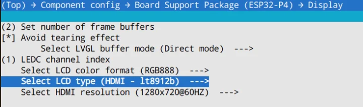 ESP32-P4 HDMI LT8912B Configuration