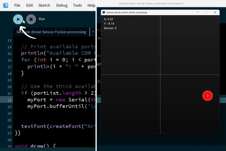 Affichage du graphique créé par le traitement du contrôle des gestes