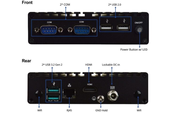 B420padn1 Boîte compacte sans ventilateur PC avant et arrière iOS