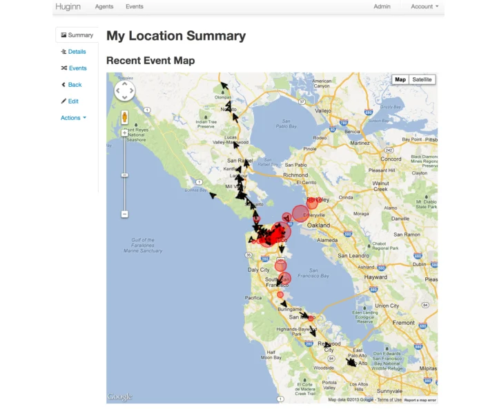 Résumé de l'emplacement HUGINN