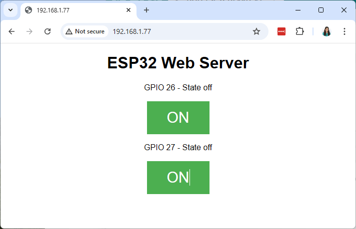 ESP32 Serveur Web - Exemple de sortie de contrôle