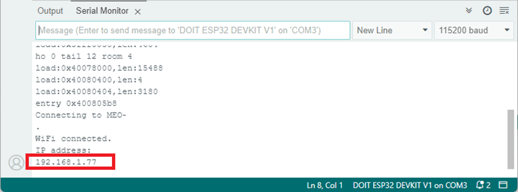 Obtenir l'adresse IP ESP32 sur le moniteur en série