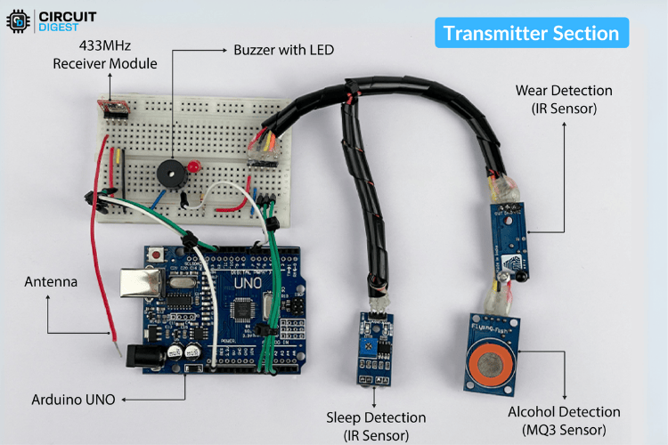 Comment construire un casque intelligent en utilisant Arduino? 5 Marquage des pièces du côté émetteur de casque intelligent