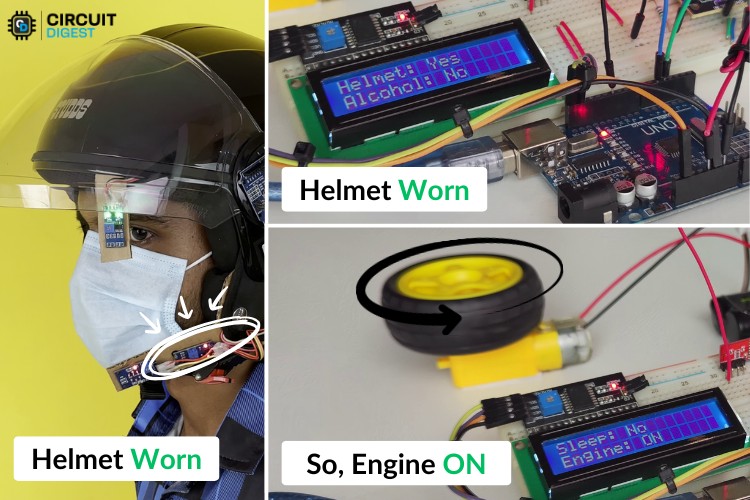 Comment construire un casque intelligent en utilisant Arduino? 10 Test de détection de l'usure tout en portant le casque de sécurité intelligent