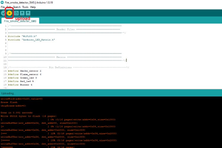 Bouton de téléchargement pour flasher le code dans Arduino IDE