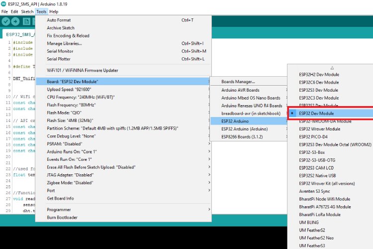 Téléchargement du code dans la mémoire flash ESP32