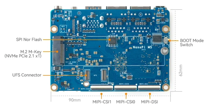 Nanopi M5 M.2 SSD et Sockets UFS