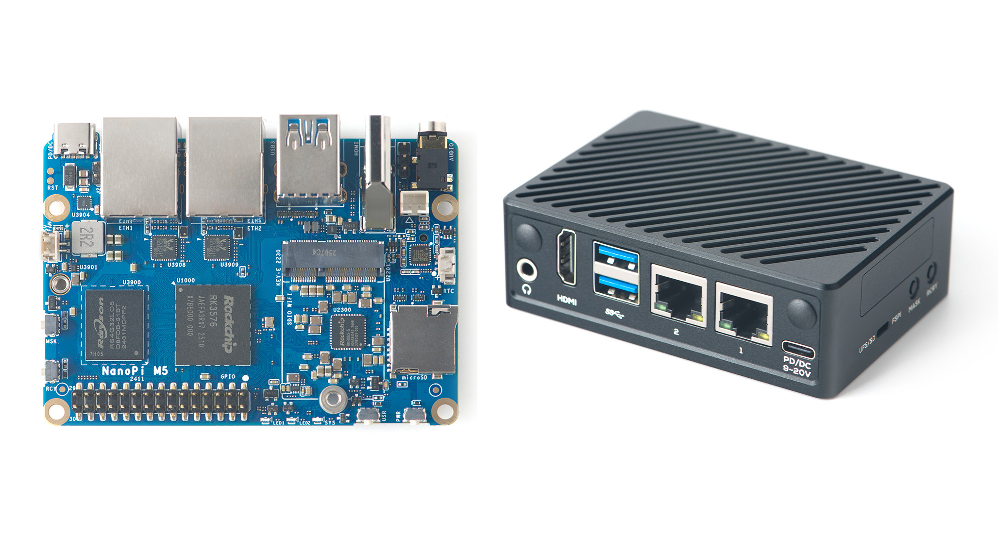 NANOPI M5 - A Rockchip RK3576 SBC avec HDMI, Dual GBE, M.2 NVME et SDIO WiFi Sockets, UFS 2.0 Support de stockage