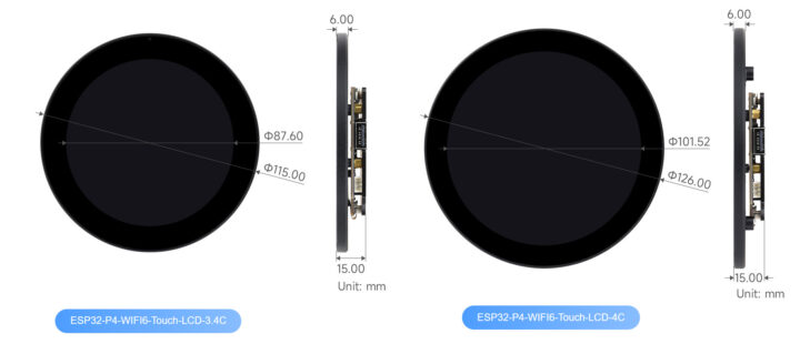 ESP32 P4 Display Development Board Dimensions
