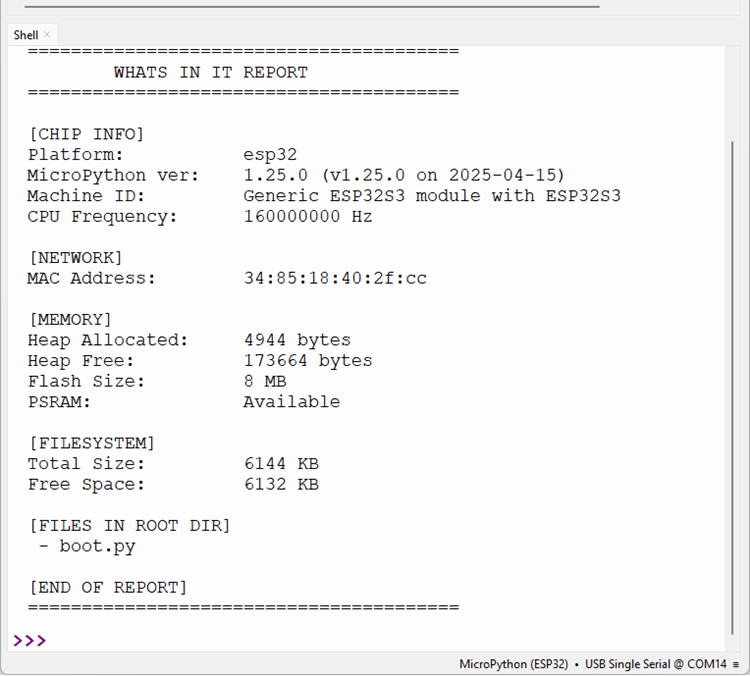 ESP32S3 avec Micropython - Obtenez des informations système