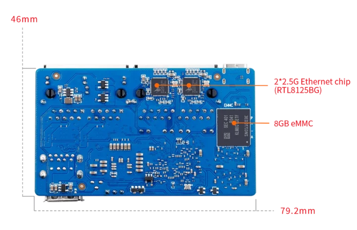 Côté inférieur d'orange pi r2