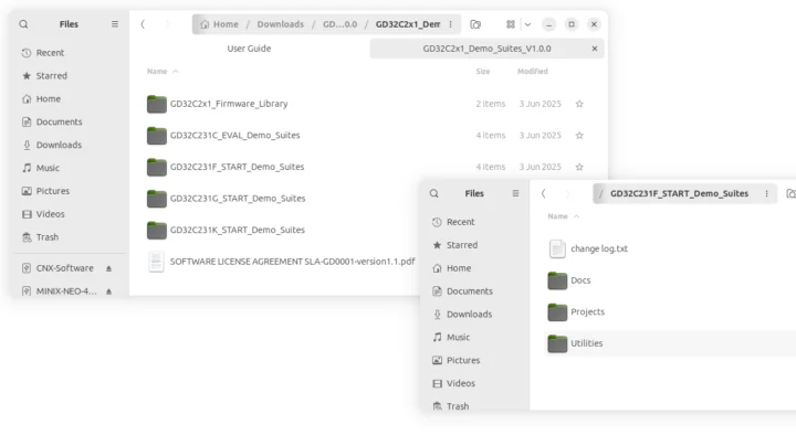 Échantillons de code de démos de la carte GD32C231