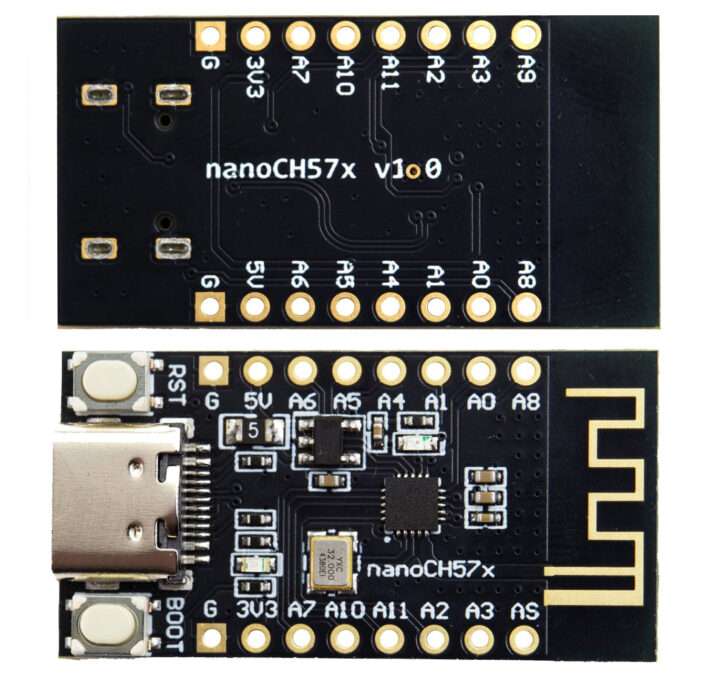 Carte de développement Muselab Nanoch57x supérieur et de bas