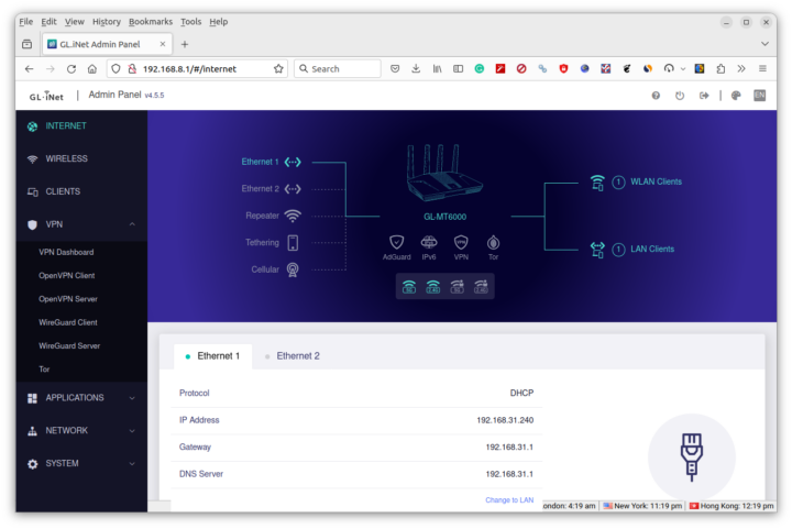 Panneau d'administration GL-MT6000 Flint 2