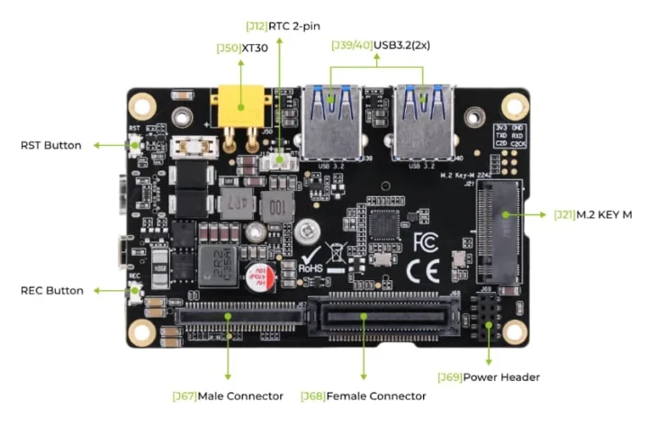 Carte de crédit Nvidia Jetson Orin Nano Carrier Board