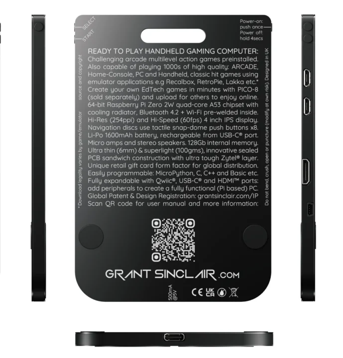 Console de jeu UltraHin Raspberry Pi Zero 2W