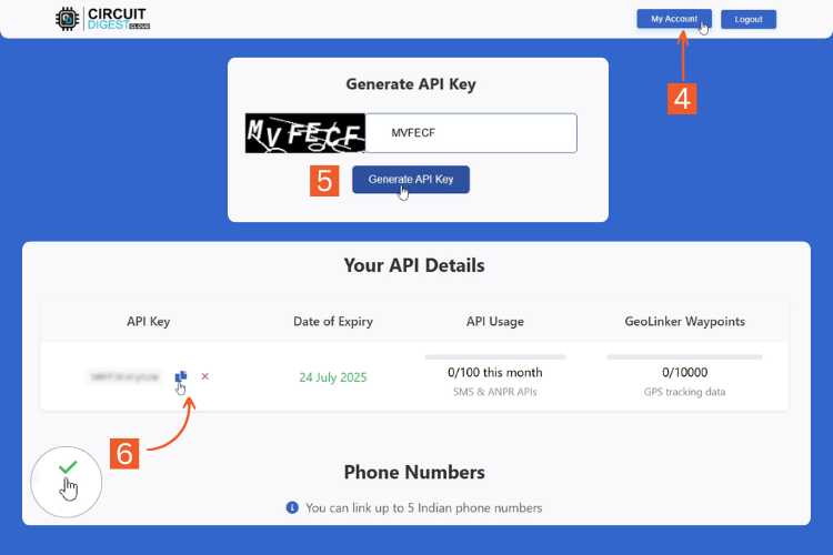 Génération de Geolinker de clé API