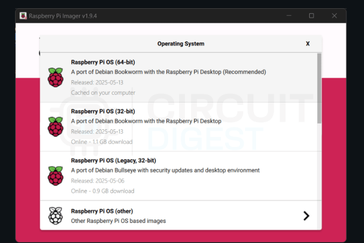 Choisissez Raspberry Pi OS dans l'imageur