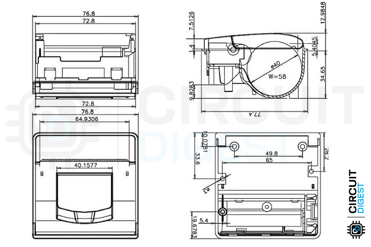 Dimensions Imprimante thermique