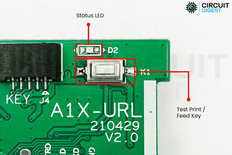 LED et clé Close-Up du PCB de l'imprimante thermique