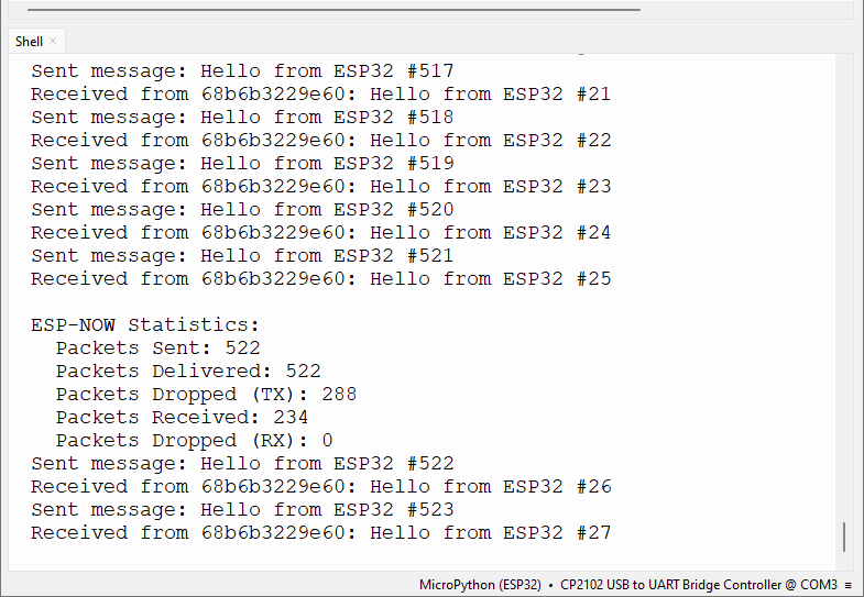 Micropython: ESP32 ESP-Now Communication bidirectionnelle 10 ESP32 ESP-Now Transmetteur Communication bidirectionnelle - Impression des résultats sur la coque Micropython