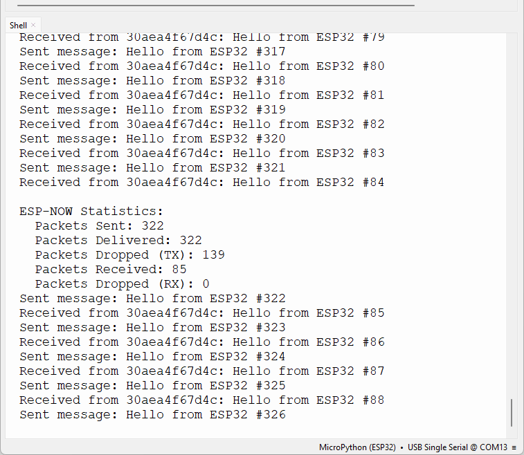 Micropython: ESP32 ESP-Now Communication bidirectionnelle 9 ESP32 ESP-Now Transmetteur Communication bidirectionnelle - Impression des résultats sur la coque Micropython