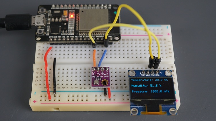 Affichage ESP32 BME280 LEATURES DE CAPTEURS SUR L'AFFICHAGE OLED À l'aide des files d'attente Freertos