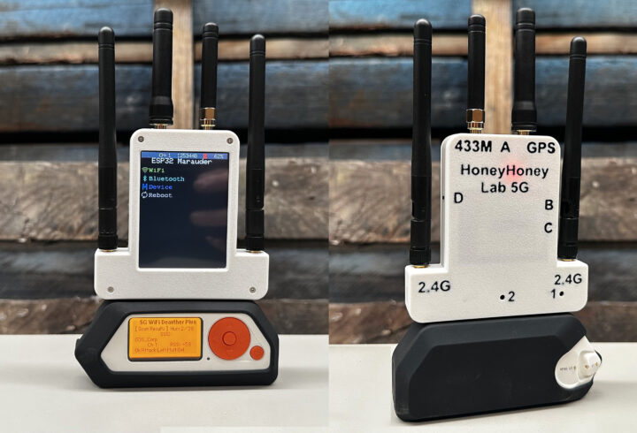 Vue avant et arrière ESP32 Marauder Double Barrel