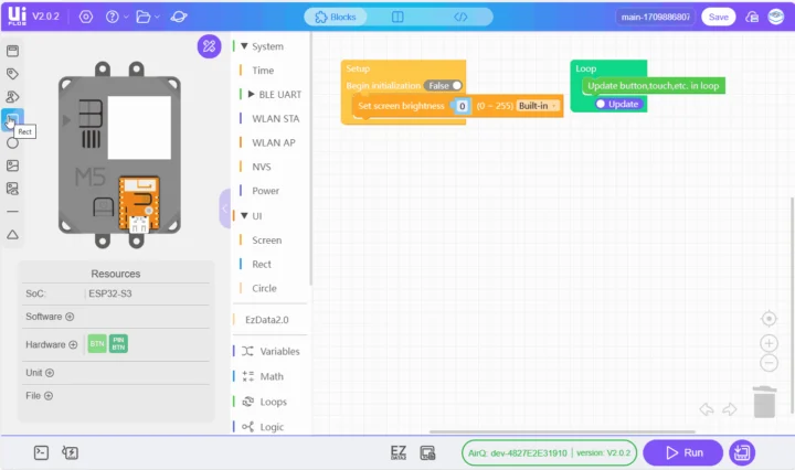 Programmation du moniteur de qualité de l'air UIFlow 2