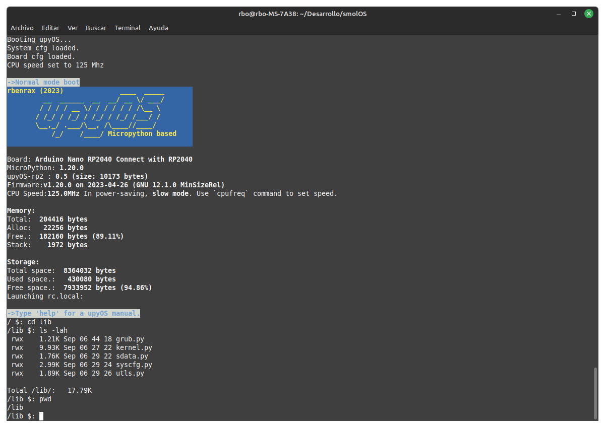 upyOS Arduino Nano RP2040 Connect