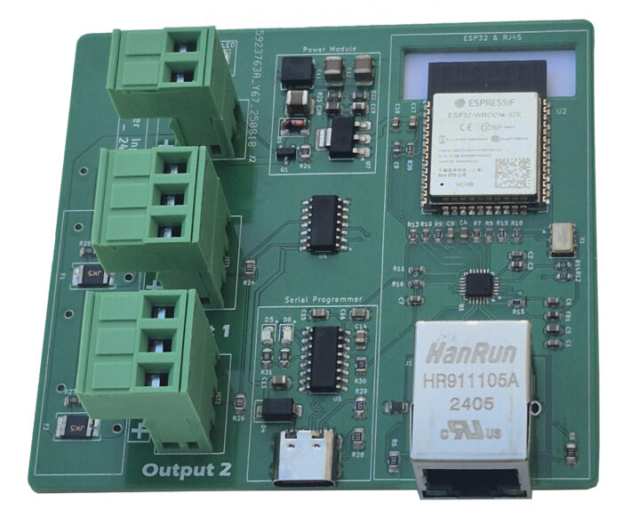 Vue de dessus du contrôleur WLED ESP32 ETH0 à 2 ports