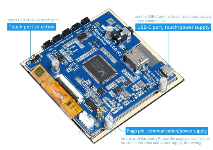 Carte C LCD HDMI 4 pouces Waveshare