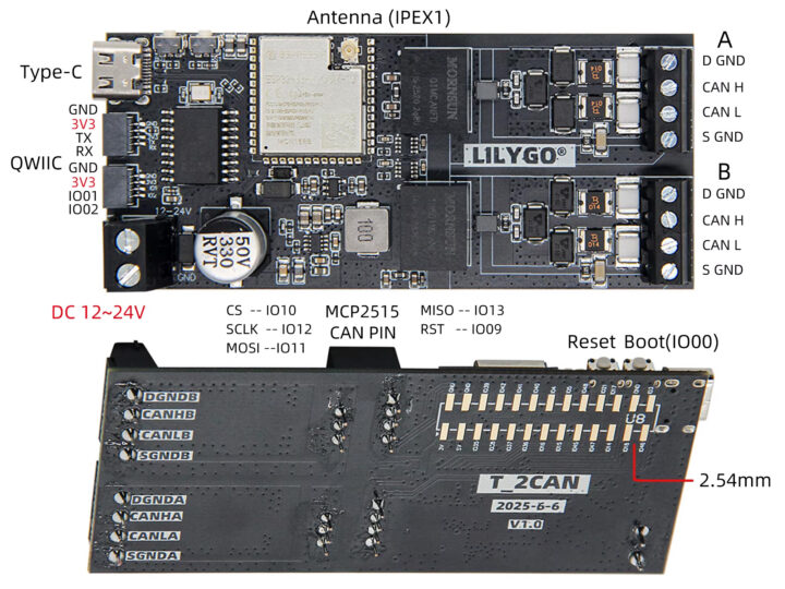 LILYGO T 2CAN Pinmap