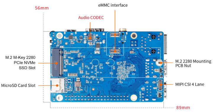 Présentation d'Orange Pi 4 Pro (en bas)