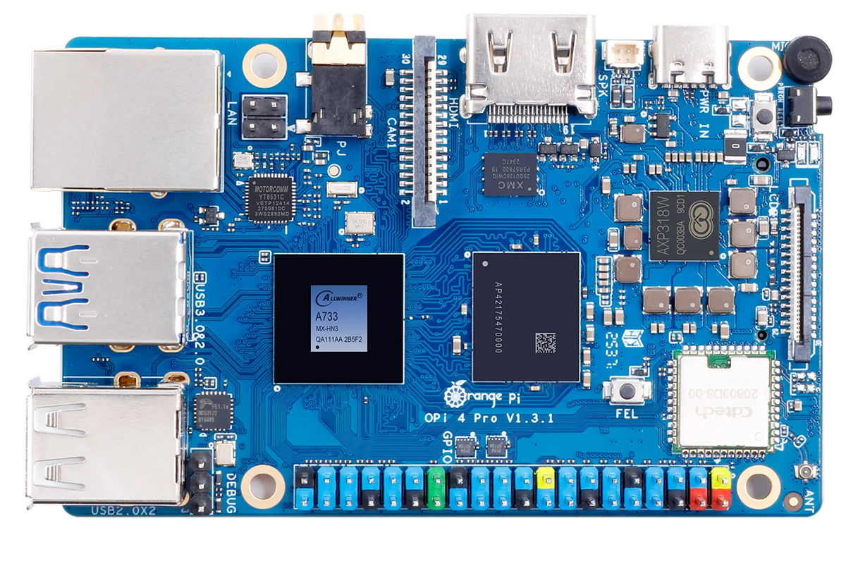 35 $ ​​Orange Pi 4 Pro - Un SBC Allwinner A733 Edge AI avec jusqu'à 16 Go LPDDR5, WiFi 6