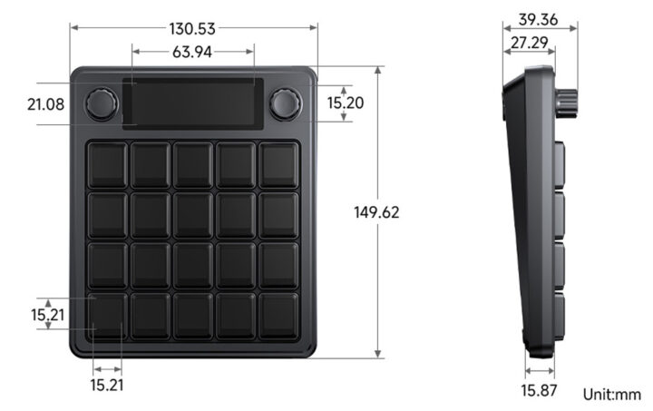 Dimensions du panneau de commande vocale AI multifonctionnel Waveshare MK20