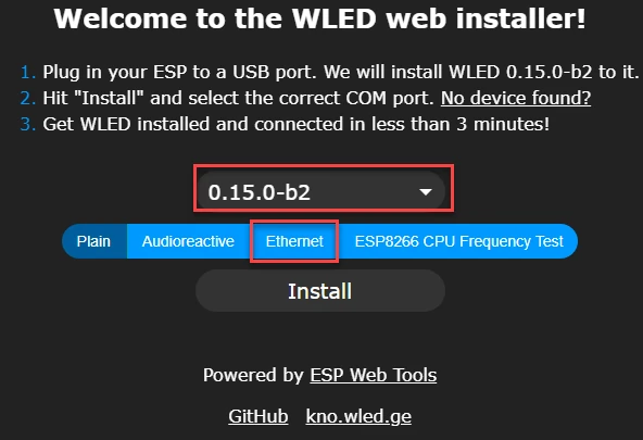Installation WLED Ethernet