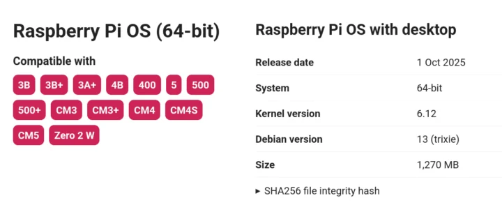 Télécharger Raspberry Pi OS Debian 13 Trixie