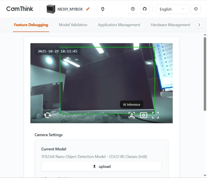 Inférence IA de la caméra CamThink NE301