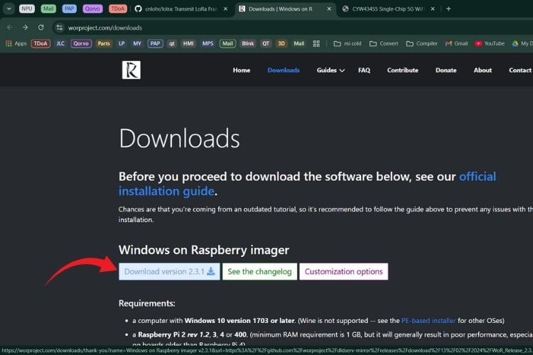 Téléchargement de l'outil Windows sur Raspberry Imager pour installer Windows 11 sur Raspberry Pi